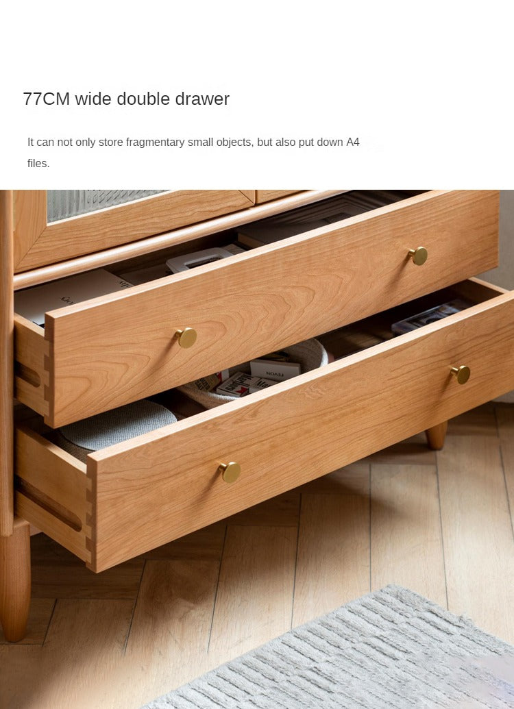 Cherry Solid Wood Bookcase Nordic Modern Cabinet Office Bookshelf