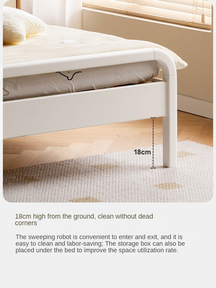 Rubber wood, Poplar Solid Wood Children's Bed Cream Soft Bag Headboard<