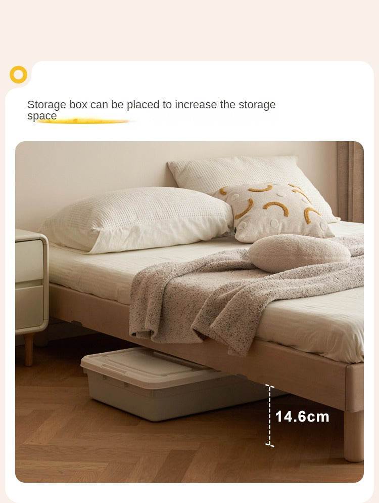 Rubberwood Solid Wood Mother-and-child platform bed, headboard-free bed