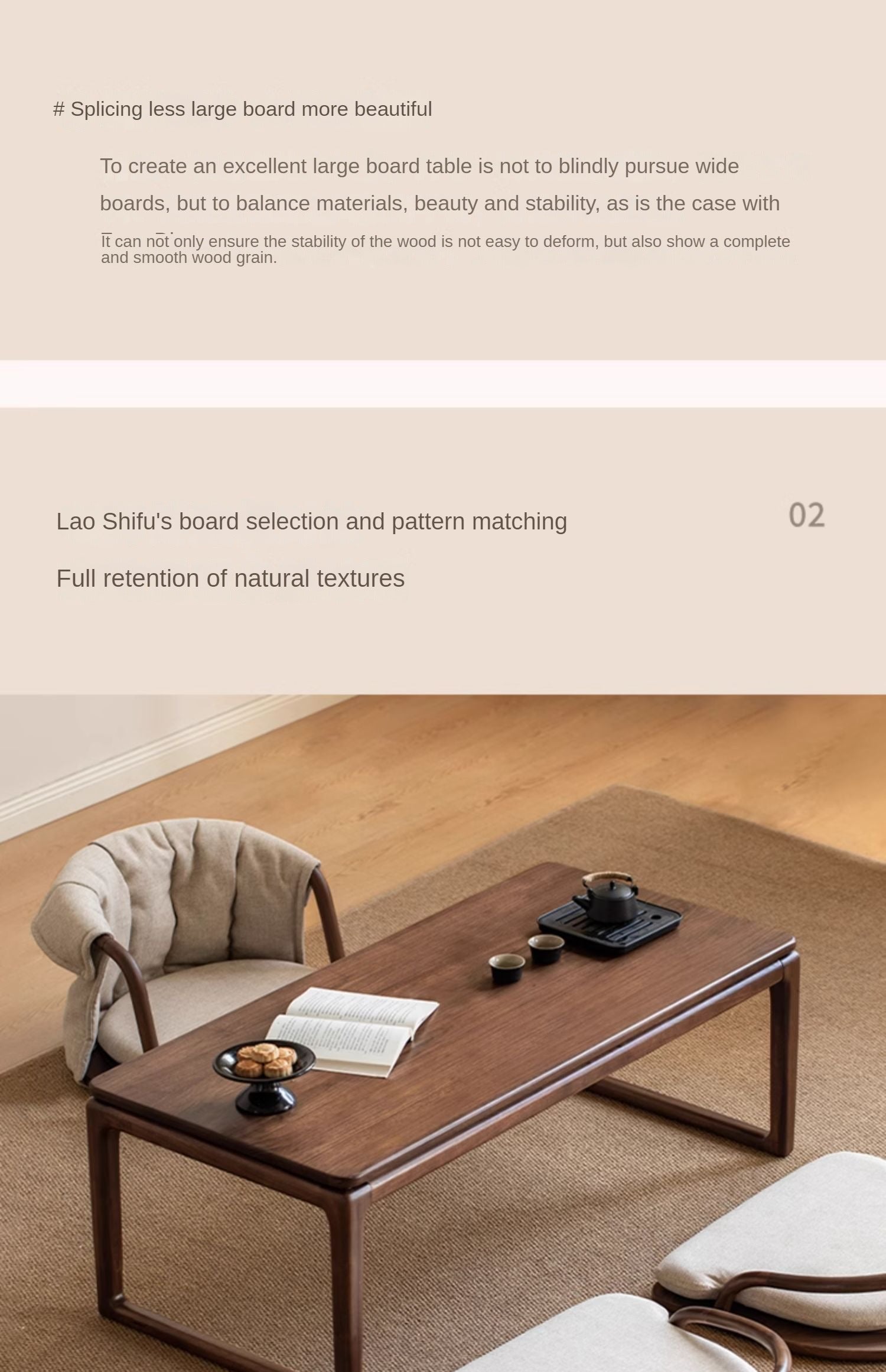Black Walnut Solid Wood Tatami Small Tea Table.