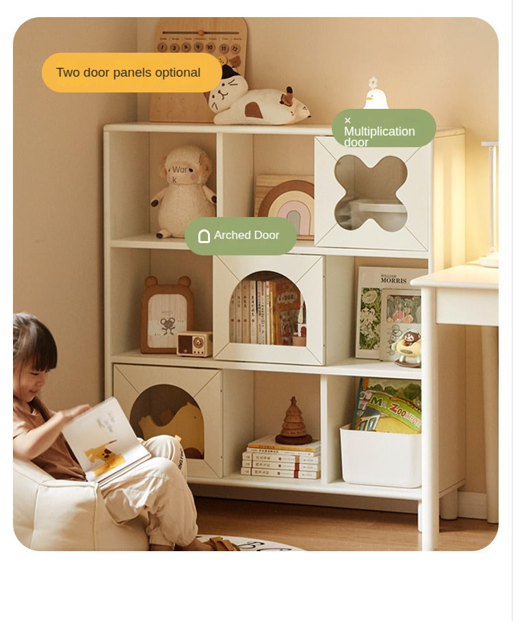 Rubber Solid Wood Modern Cream Style Floor Children's Bookcase