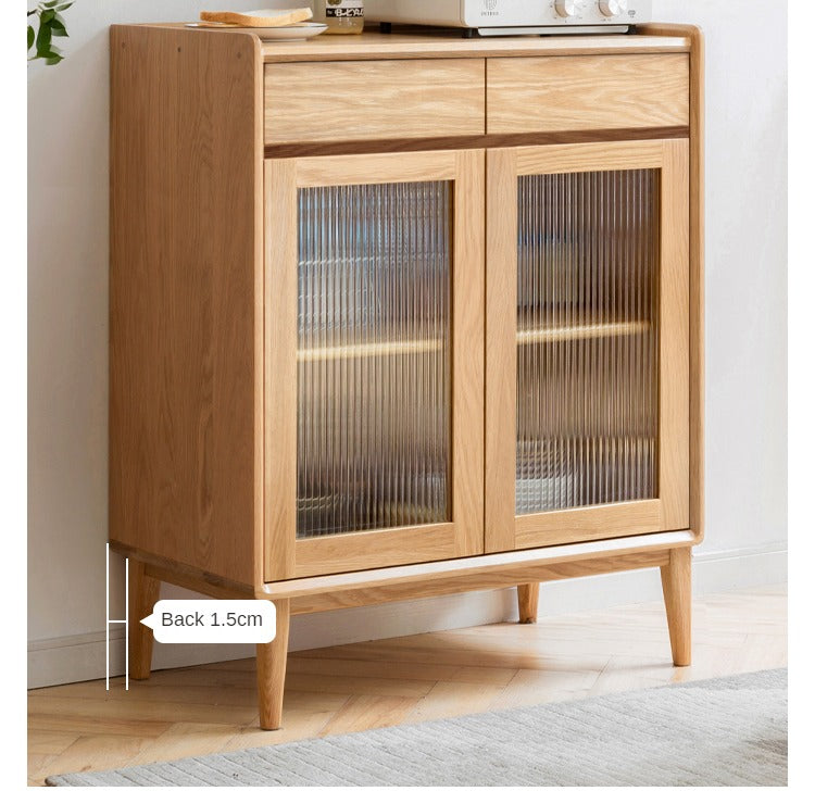 Oak Solid Wood, Solid RubberWood Nordic Modern Sideboard