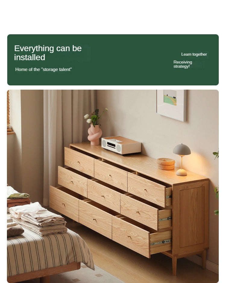 Oak Solid Wood, Solid RubberWood Nordic Chest of Drawers