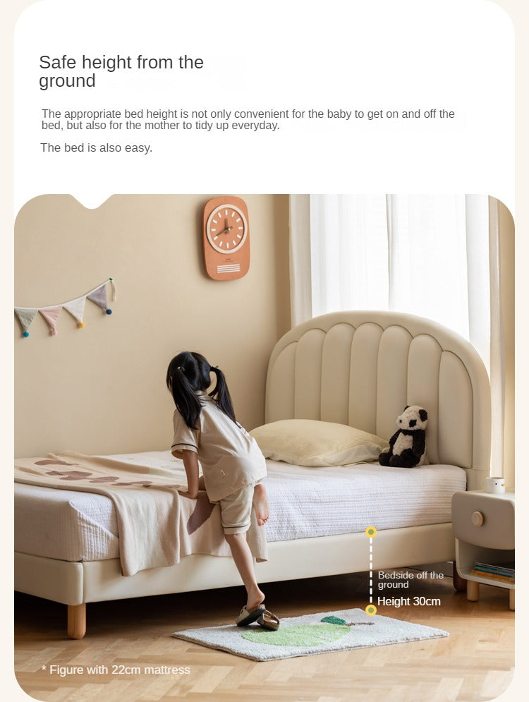 Children's Bed Modern Simple White Cream organic leather<