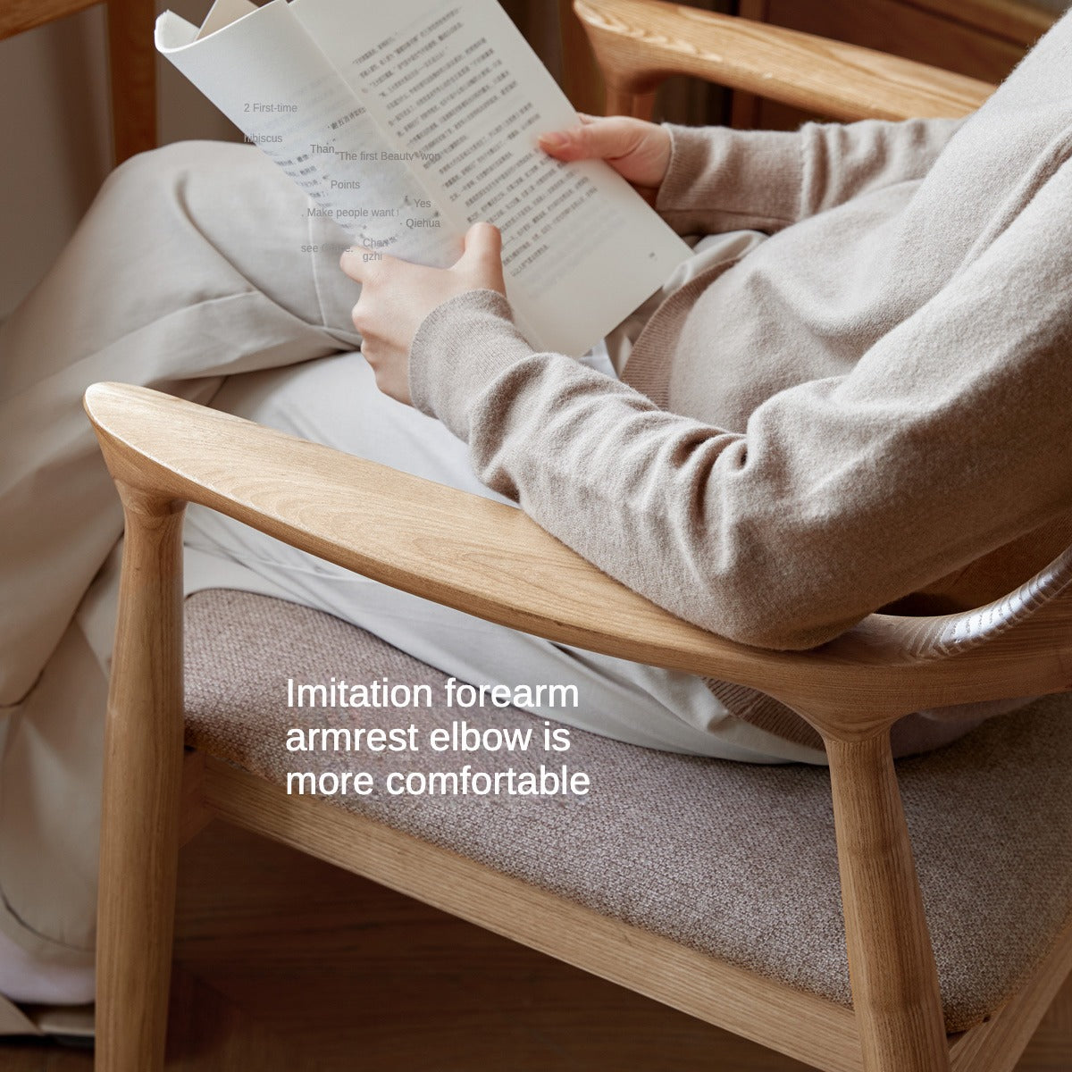 Ash Solid Wood Elegant Armchair