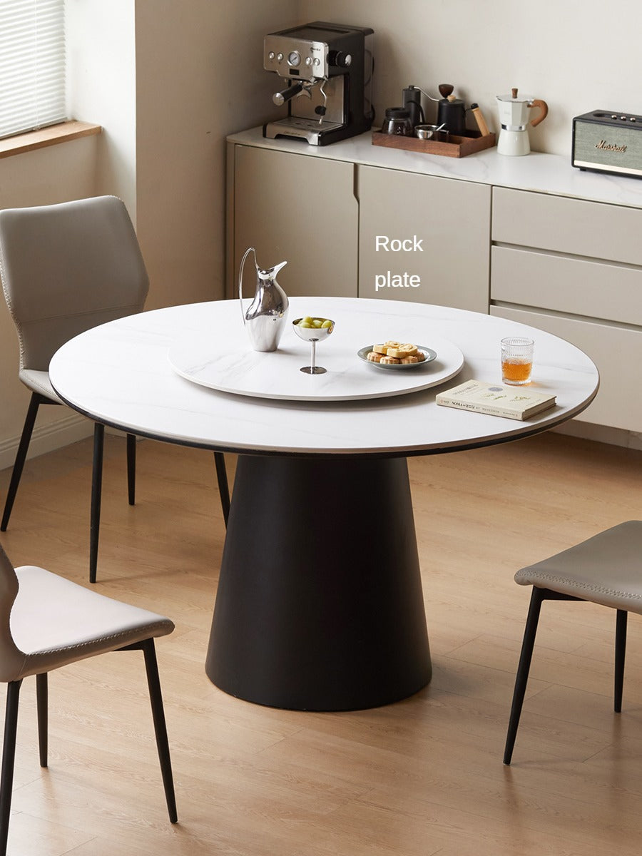 Black Walnut, Oak Solid Wood, Sandalwood Rock Slab Round Dining Table