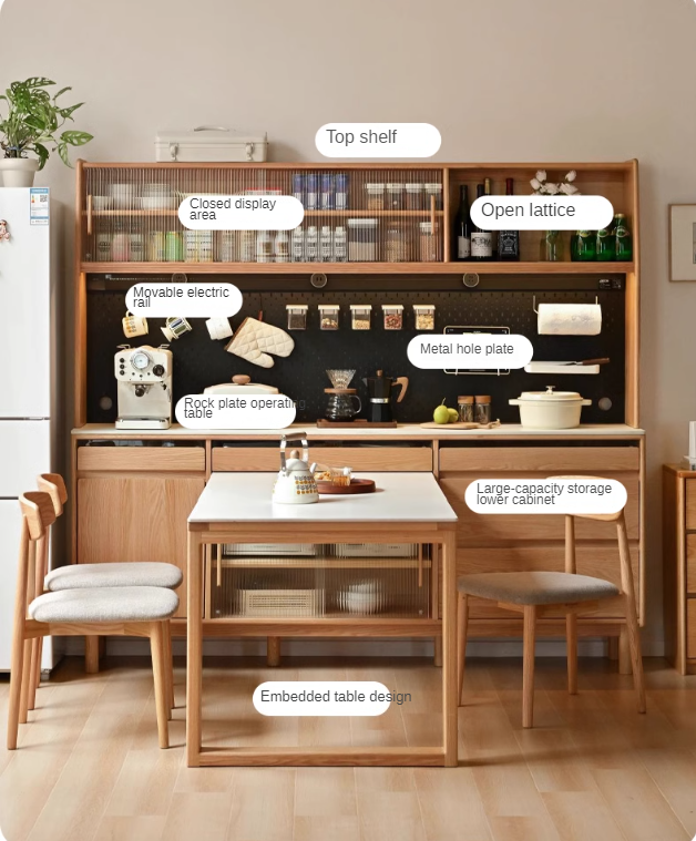 Oak Solid Wood Rock Plate Dining Sideboard
