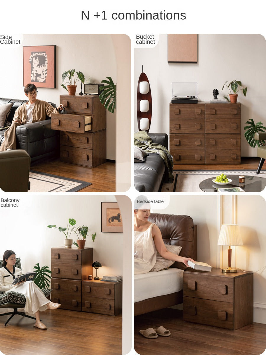 Black Walnut, Oak Solid Wood TV Cabinet Module Combination.