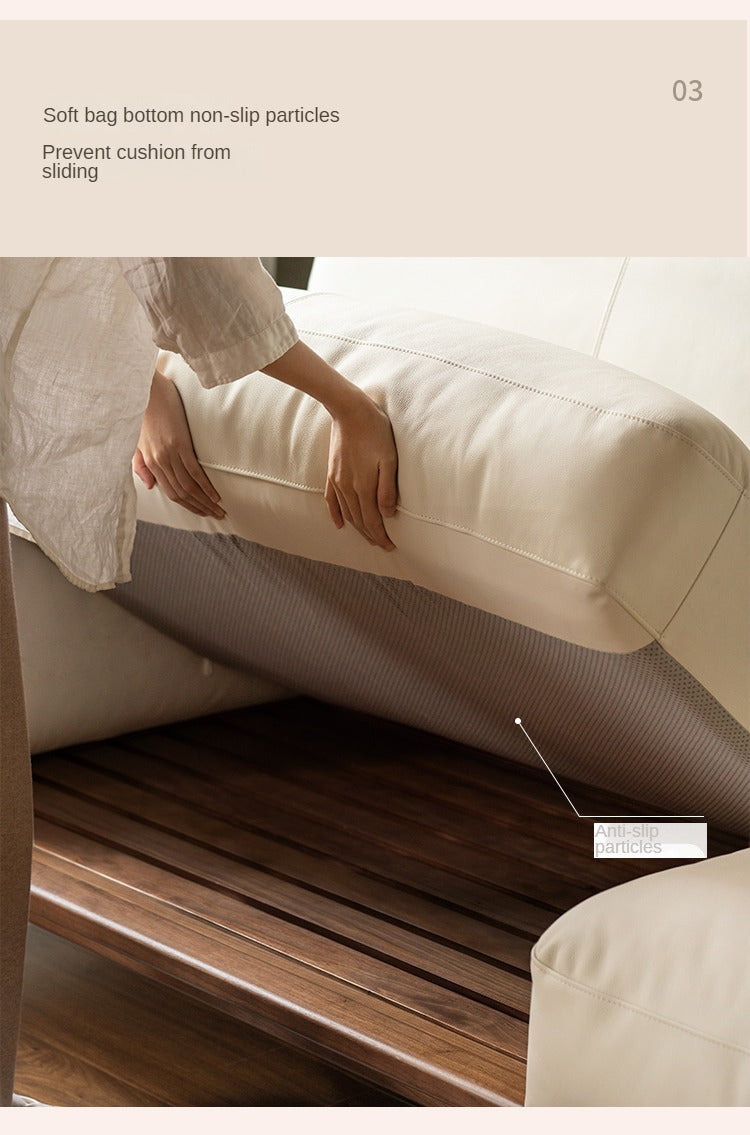 Black Walnut, Ash Solid Wood Leather High Back Sofa,