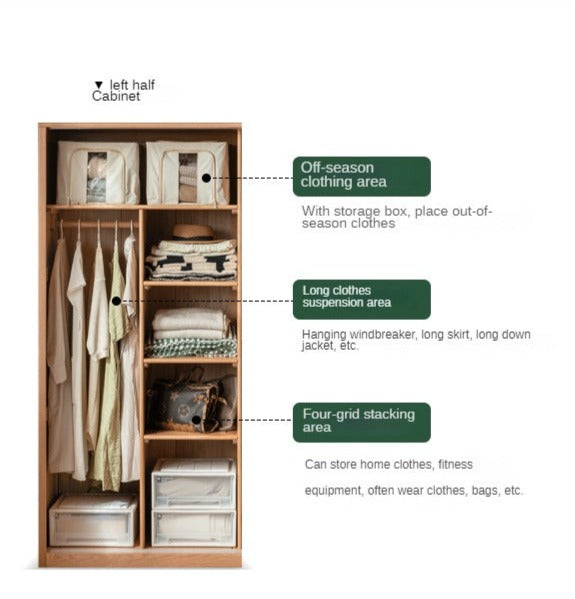 Oak, Pine Solid Wood Sliding Door Wardrobe.