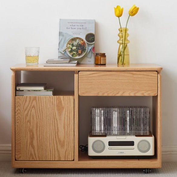Oak, Black Walnut, Ash Solid Wood Mobile Side Table