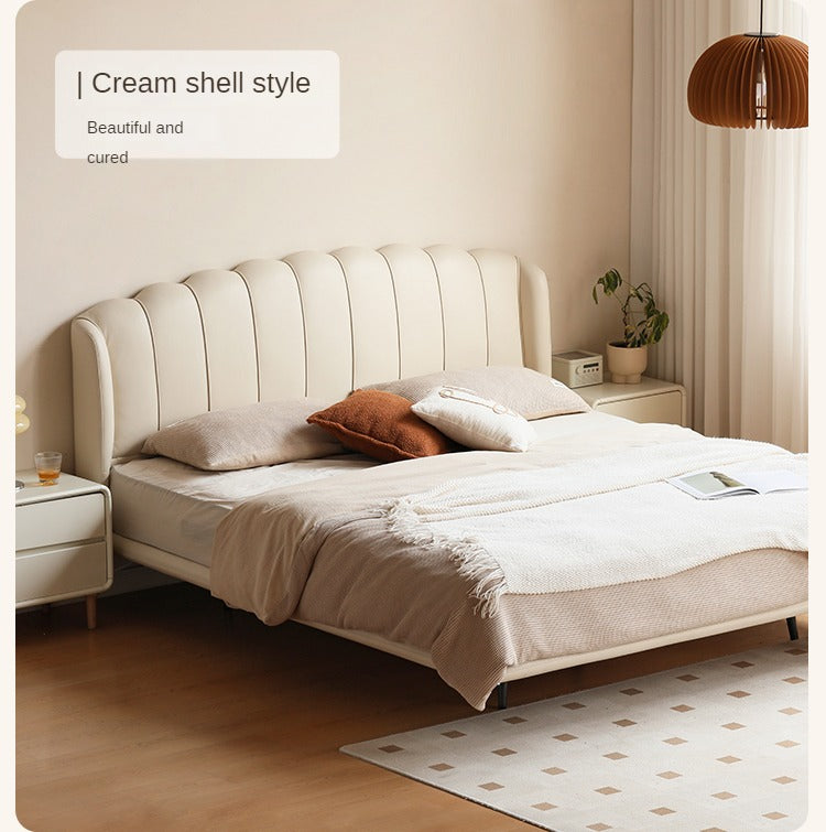 First Layer Cowhide Art Cream Suspended Bed