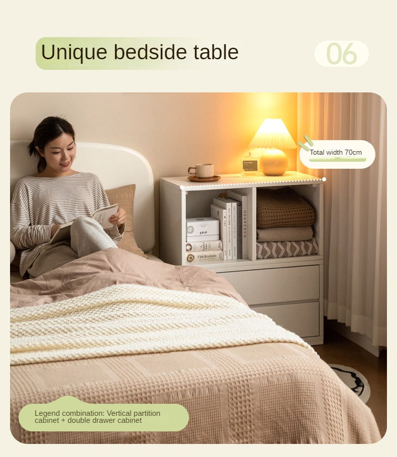 Poplar Solid Wood TV Cabinet Floor Cabinet Cream Style,