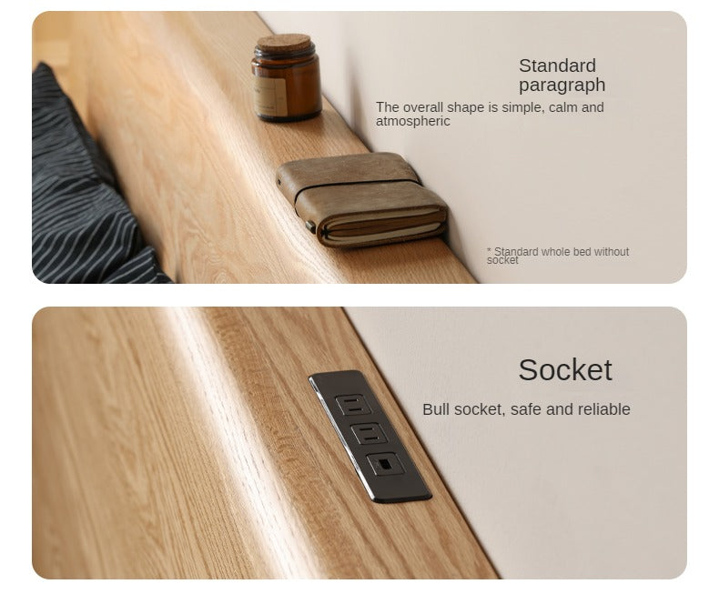 Oak Solid Wood Bed Nordic Modern