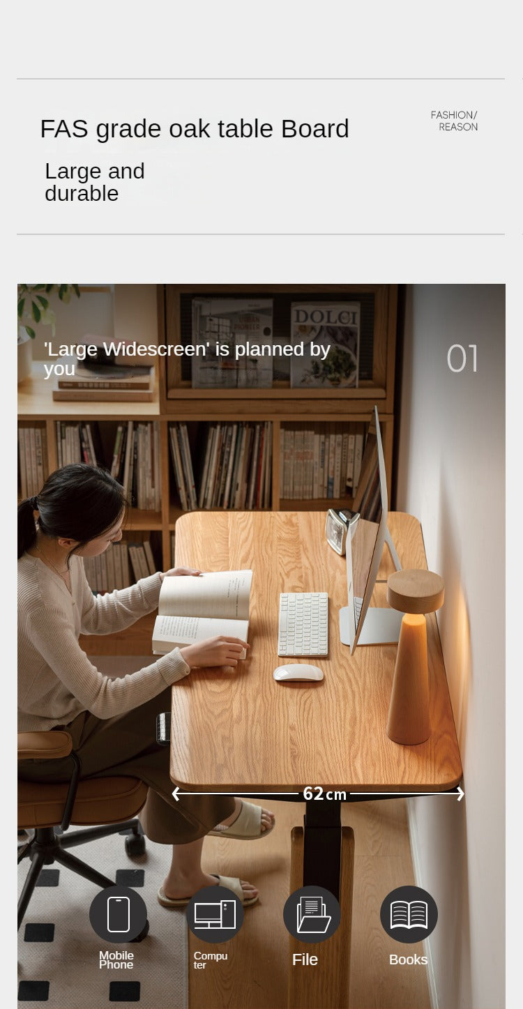 Oak, Ash Solid Wood Motor Electric Lift Table