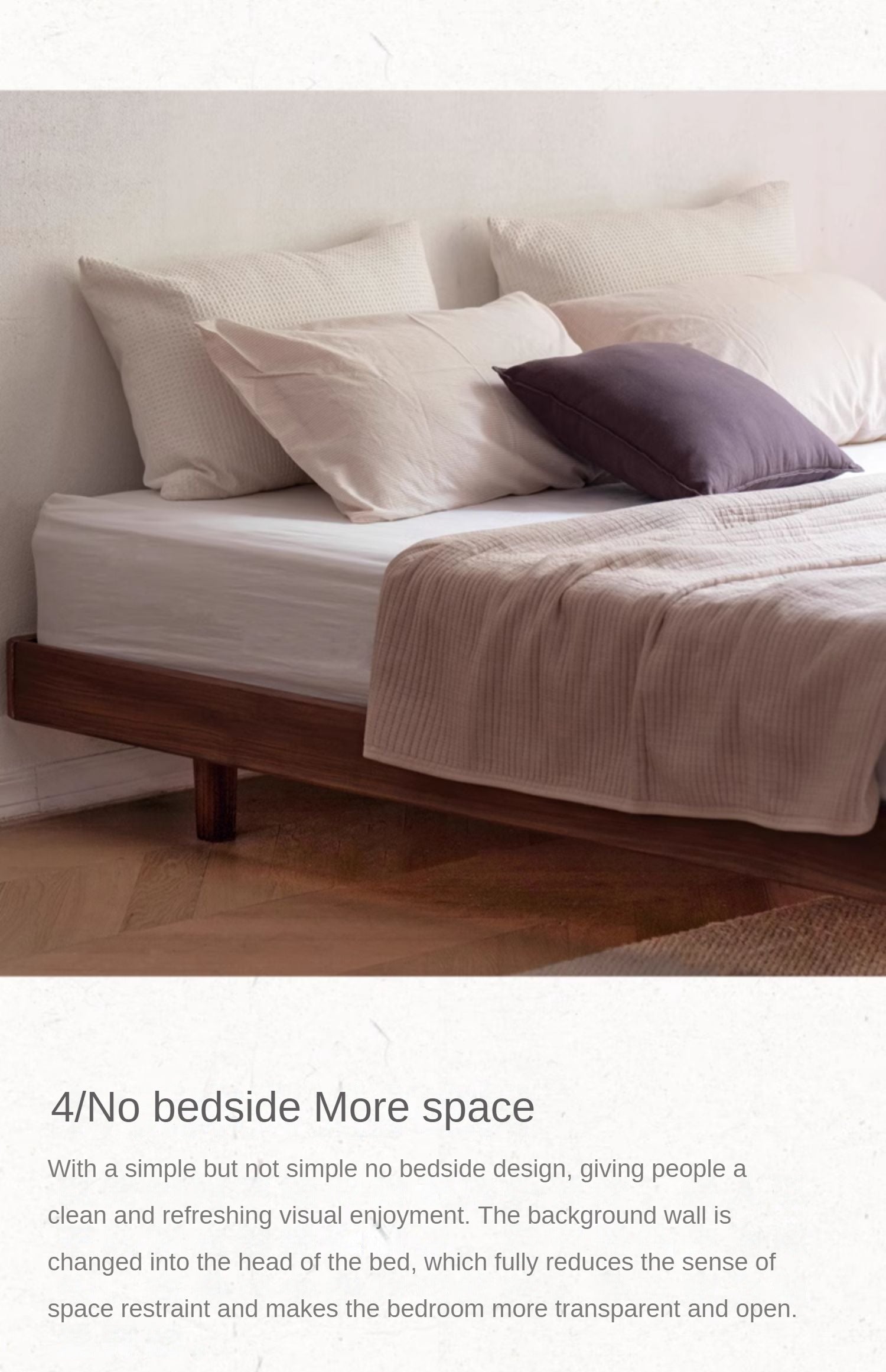 North American black walnut, Ash Solid Wood platform bed