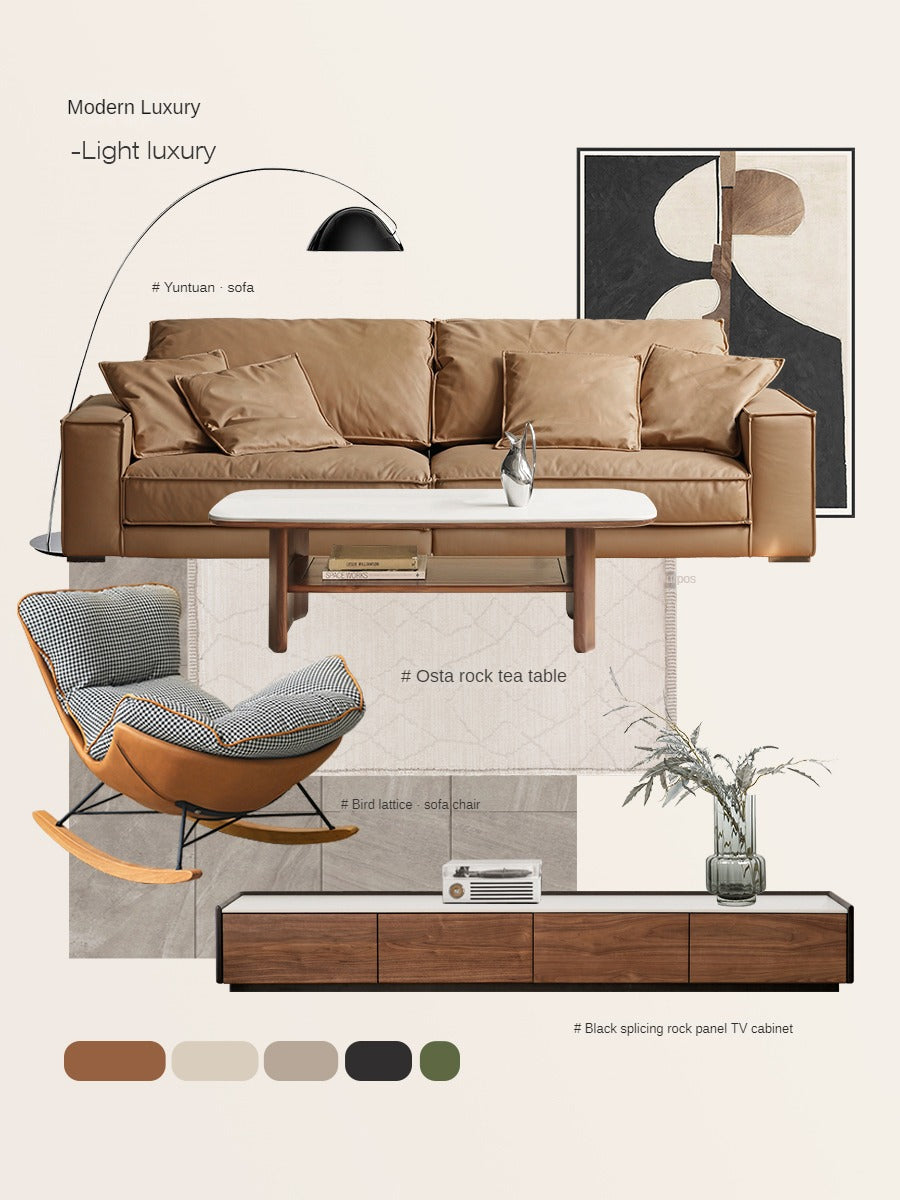 Rubber, Black Walnut, Сherry Solid Wood Rock Plate Coffee Table