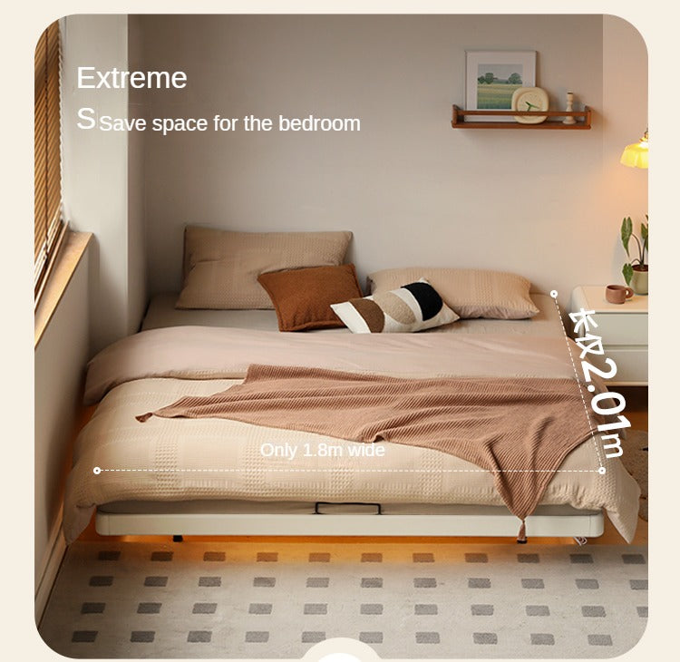 Poplar solid wood platform bed, headboard-free bed