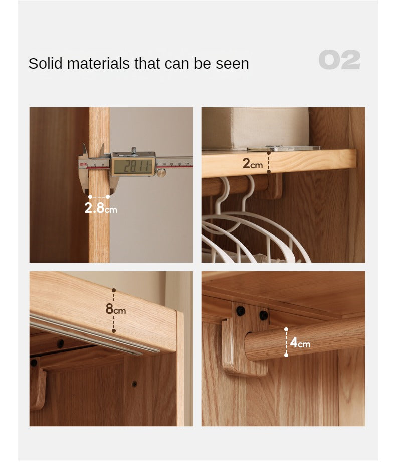 Oak, Ash Solid Wood Wardrobe Sliding Door Modern.