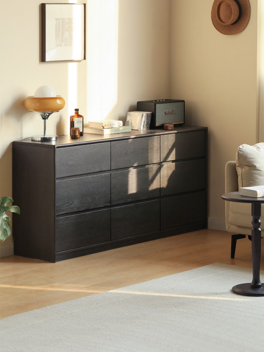 Oak Solid Wood Black Chest of Drawers
