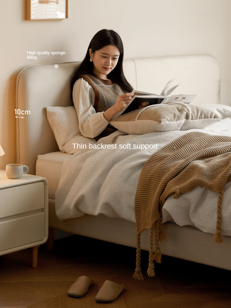 Fabric Cream Soft Minimalist Bed