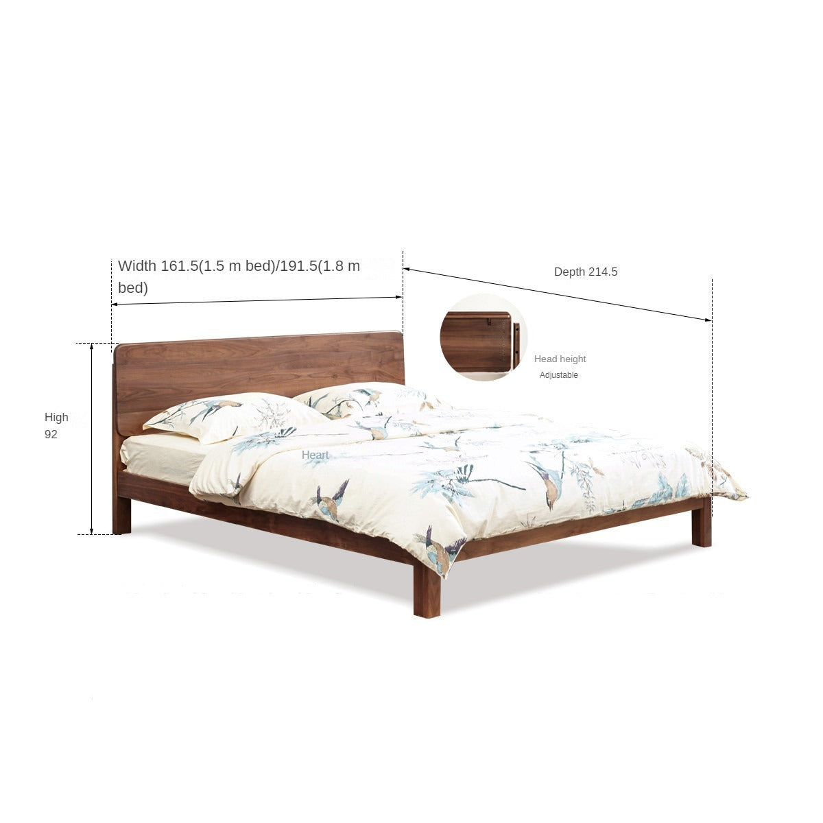 Teak Solid Wood, Black Walnut Solid Wood Bed