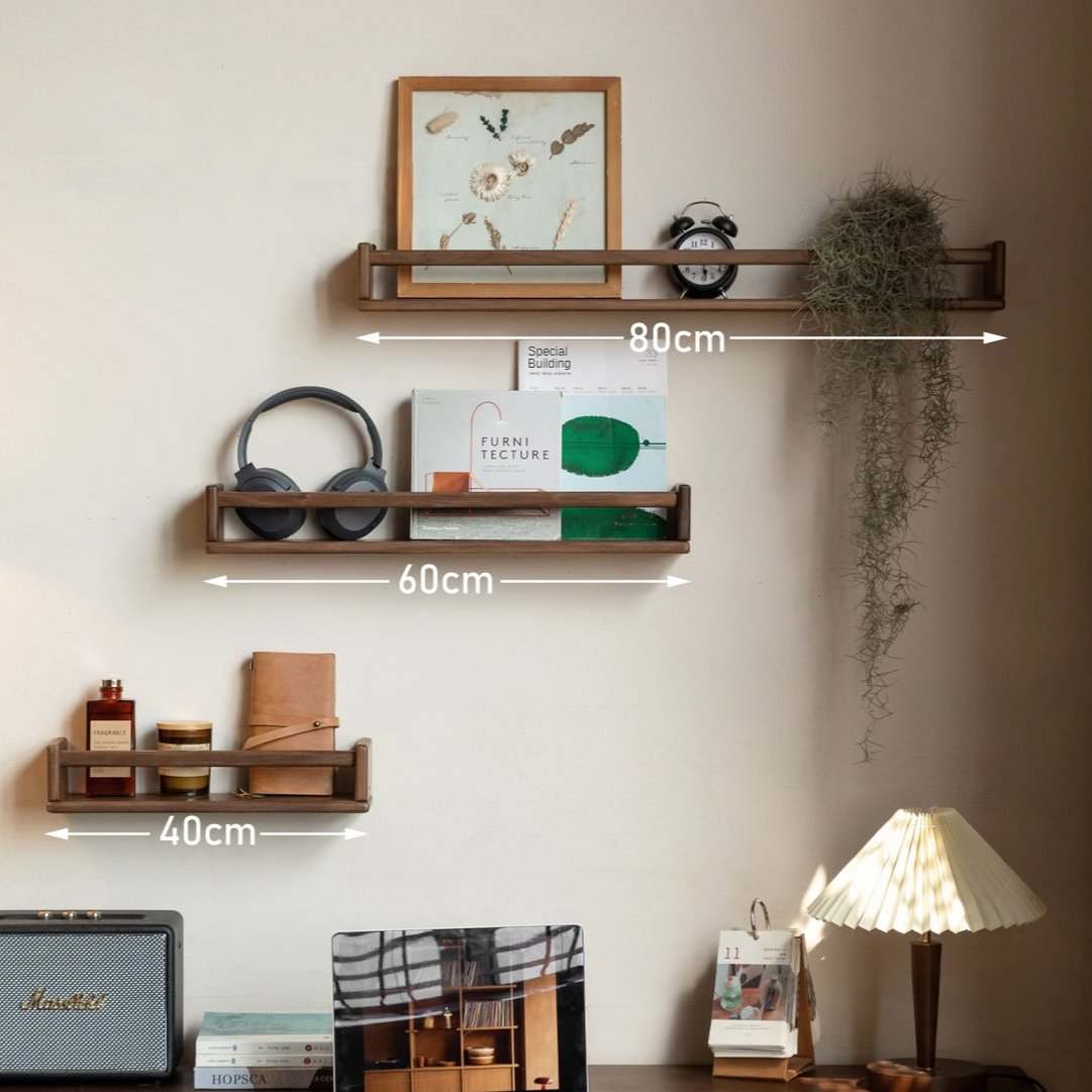 Black walnut, Cherry Solid Wood Wall Rack Hanging Storage Bookshelf