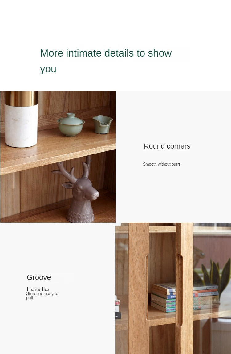 Oak, Rubber Solid Wood Bookcase Pure