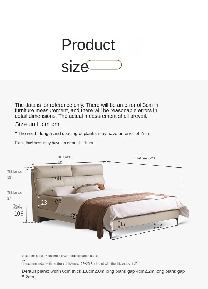 Cow Leather Bed ,Technology Cloth Wood Bed