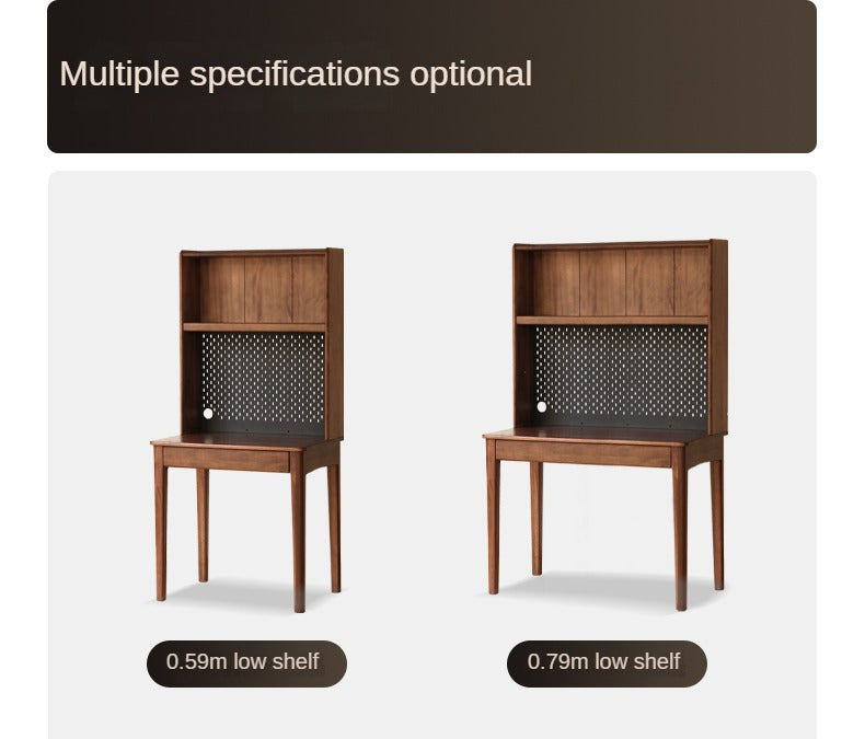 Black Walnut, Oak, Ash Solid Wood Desk Bookshelf