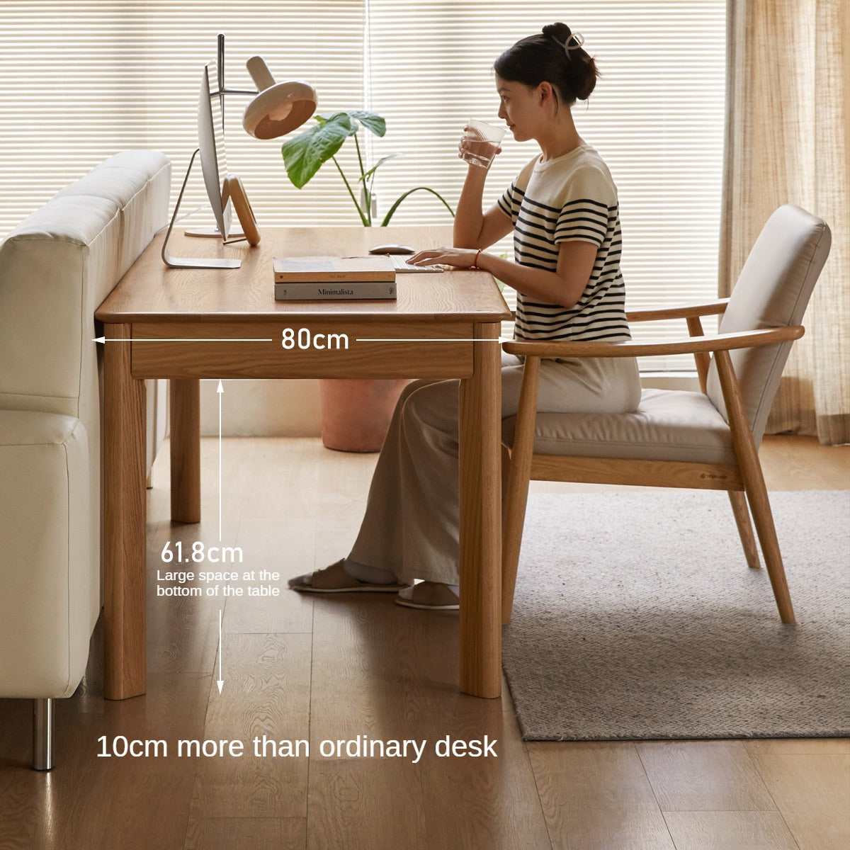 Oak, Ash Solid Wood Long Office Desk