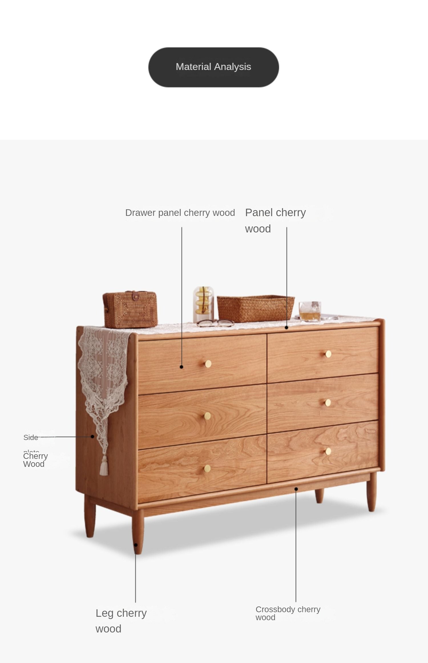 Cherry Solid Wood Chest Of Drawers