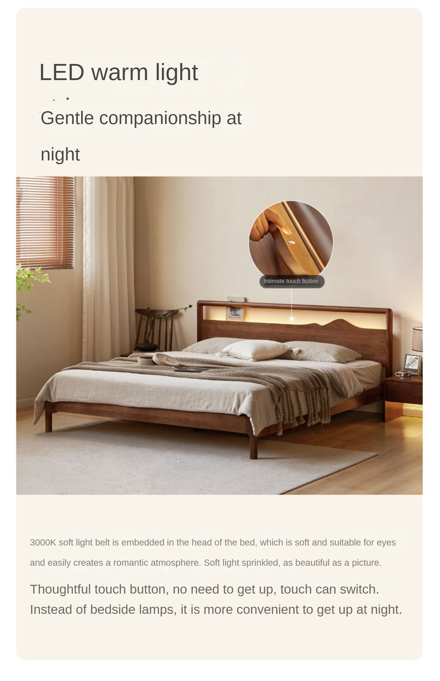 Black Walnut, Ash Solid Wood Bed
