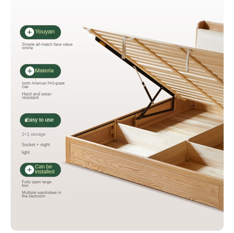 Oak Solid Wood Box Bed Storage Technology Cloth