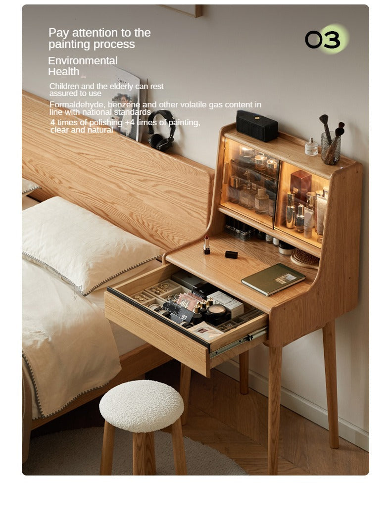 Oak Solid Wood Dressing Table Shelf Integrated.