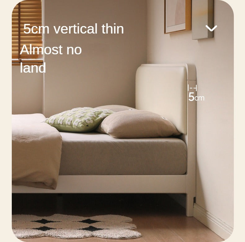 Rubber Wood Solid Wood Soft Bed Cream Style