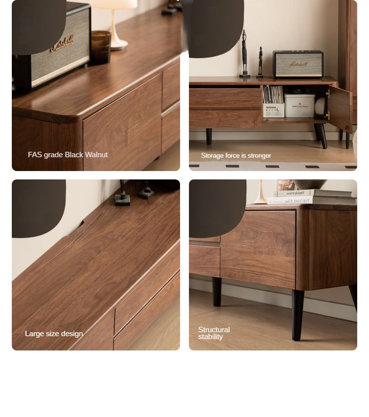 Black Walnut, Golden Sandalwood Solid Wood TV Cabinet Modern Simple.