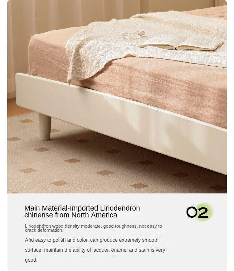 Poplar Solid Wood Cream Style Bed.