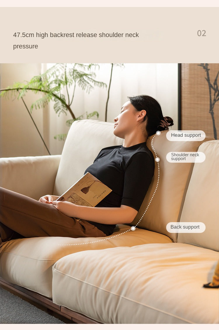 Black Walnut, Ash Solid Wood Leather High Back Sofa,