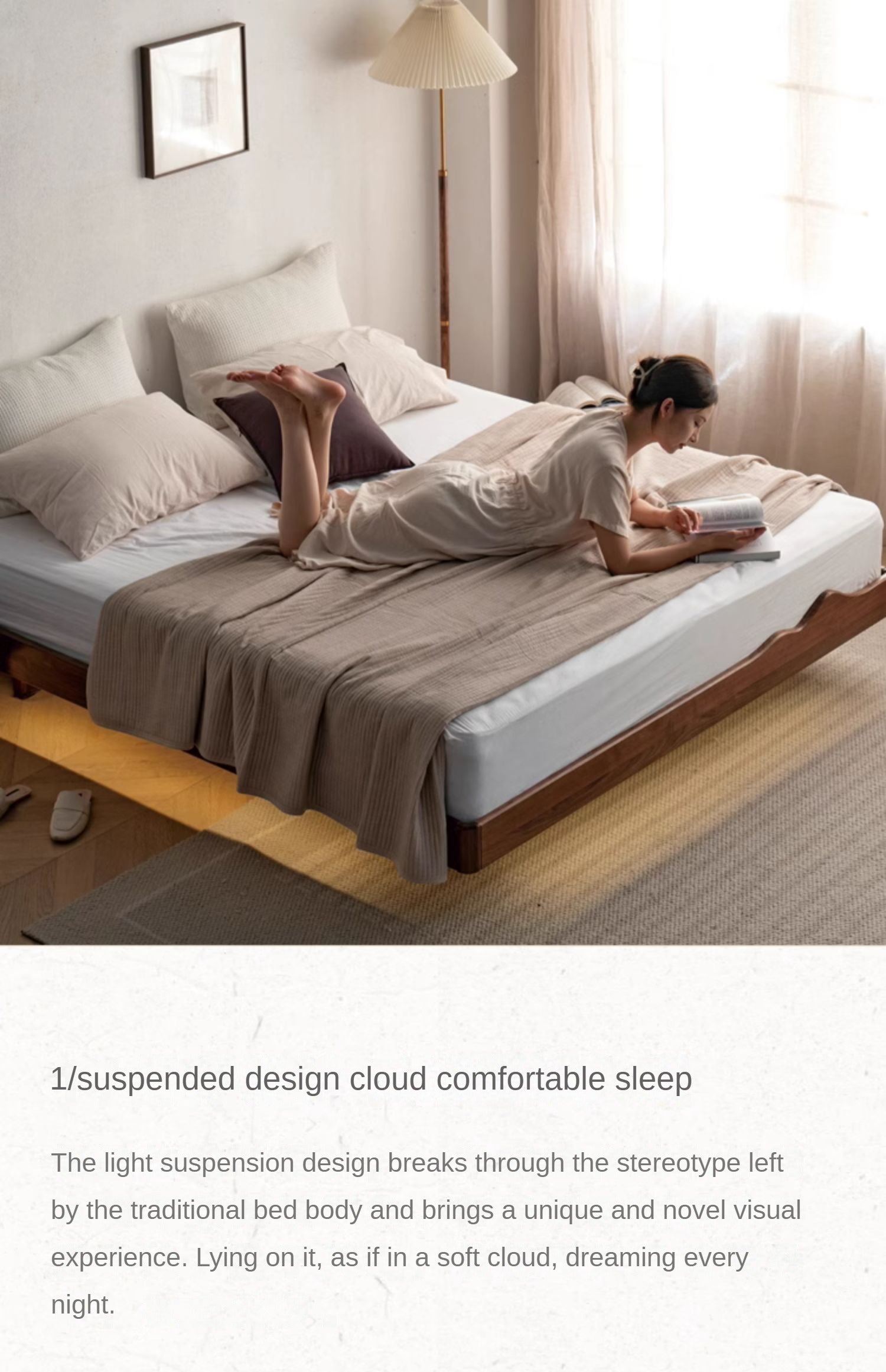 North American black walnut, Ash Solid Wood platform bed