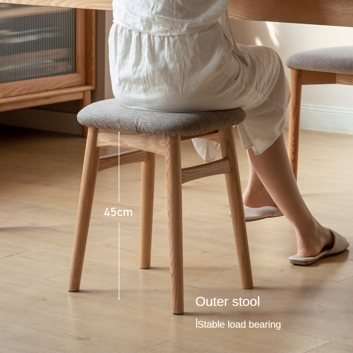 Oak Solid Wood Softpack Makeup Stool