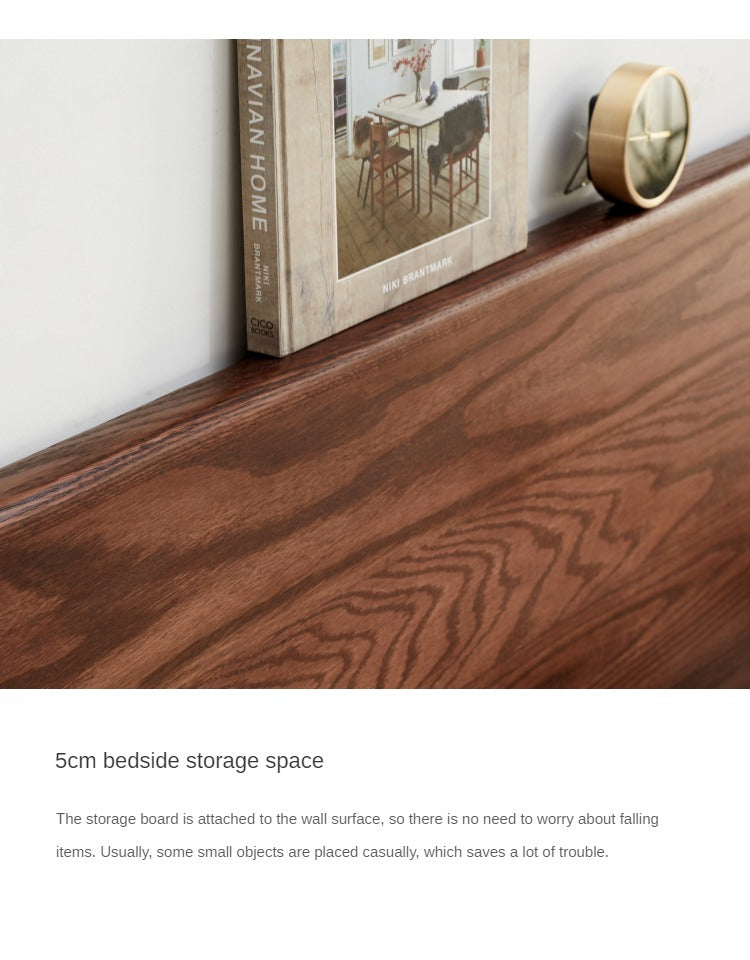 Oak solid wood bed modern simple Nordic bed