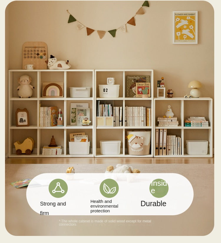 Rubber Solid Wood Modern Cream Style Floor Children's Bookcase