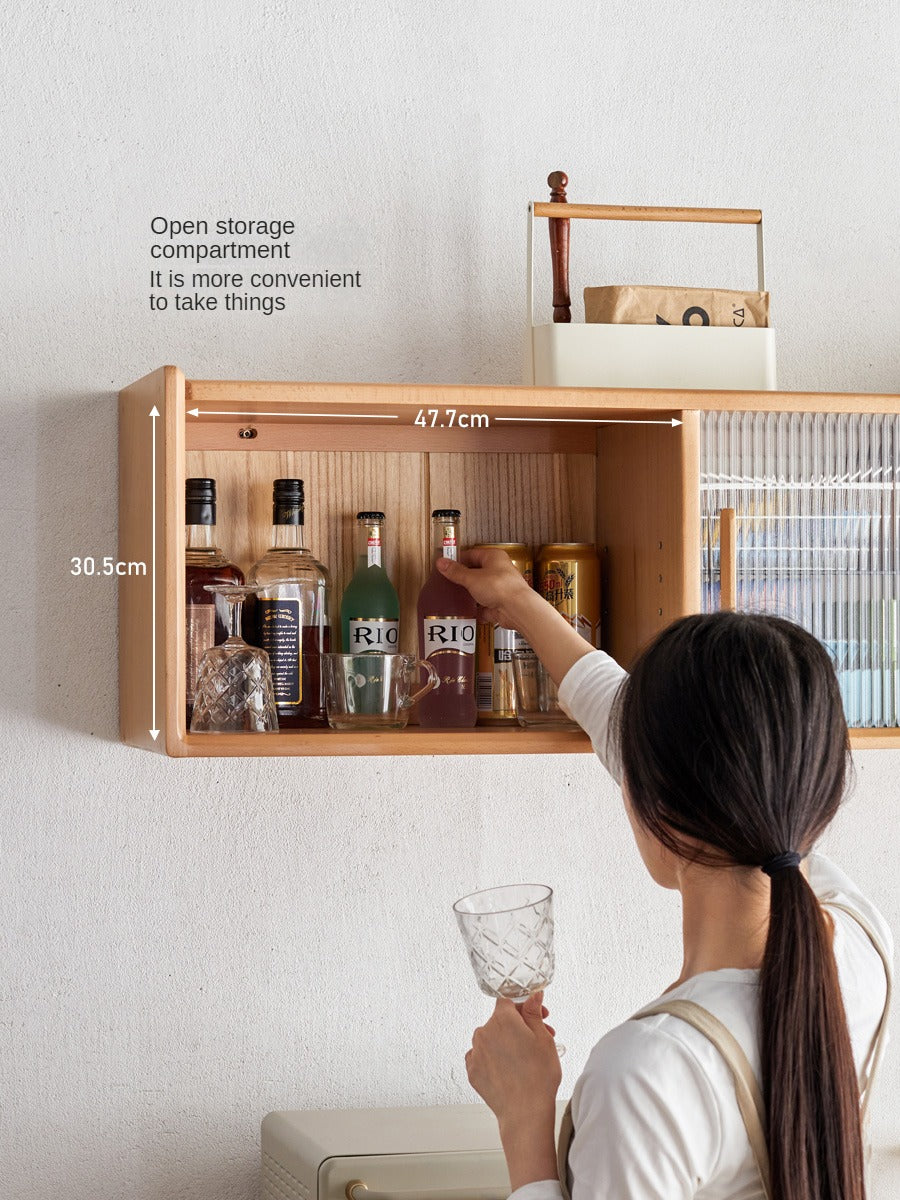 Oak Solid Wood, Solid Rubberwood Wall-Mounted Sideboard Cabinet Locker