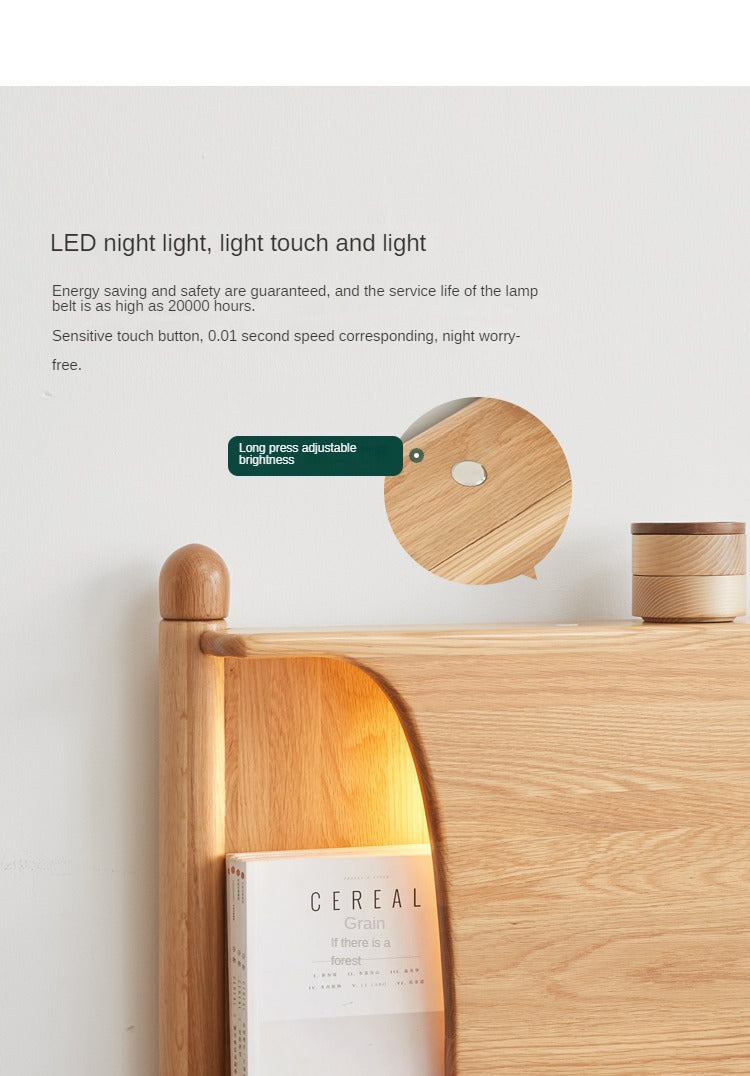 Oak Solid Wood Luminous Bed