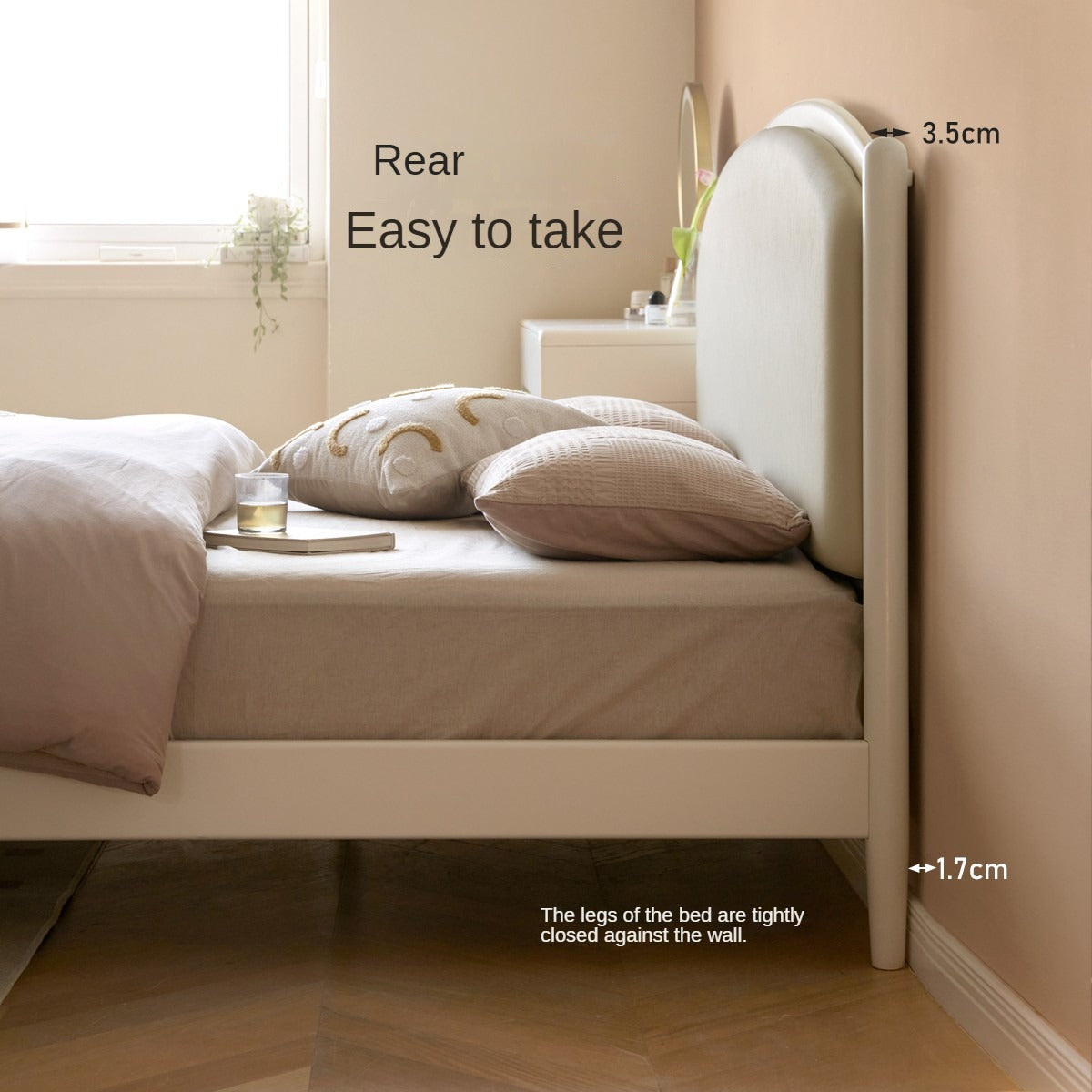Cherry Solid Wood Bed Technology Сloth Cream Style