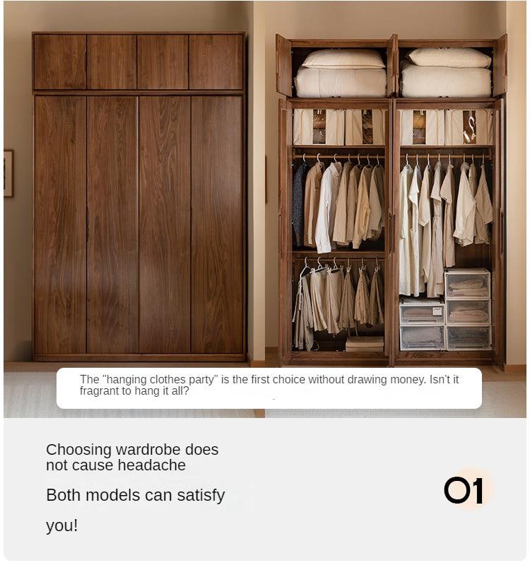 Black Walnut Solid Wood Large Wardrobe.