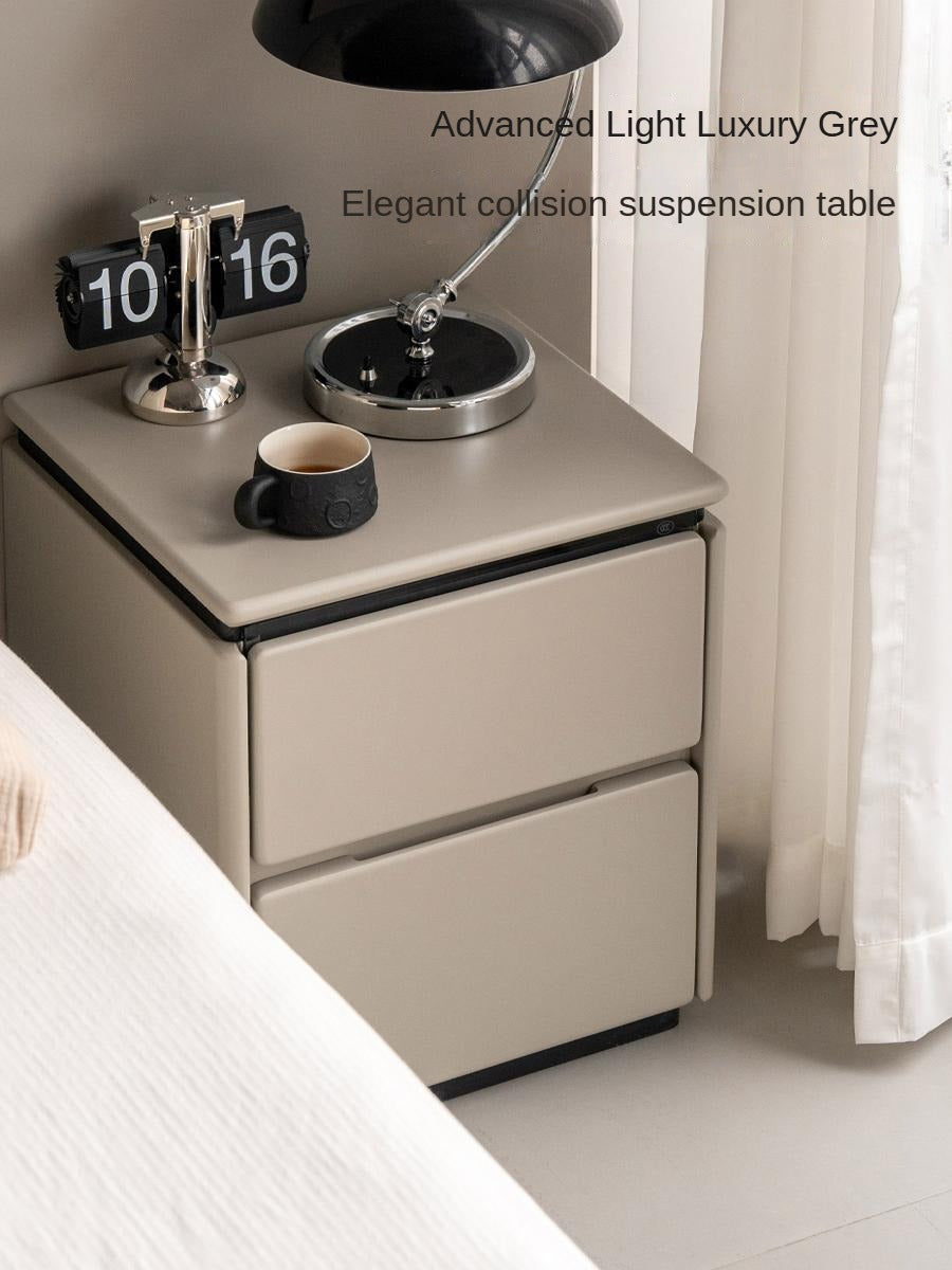 Poplar Solid Wood Gray Light Luxury Nightstand.