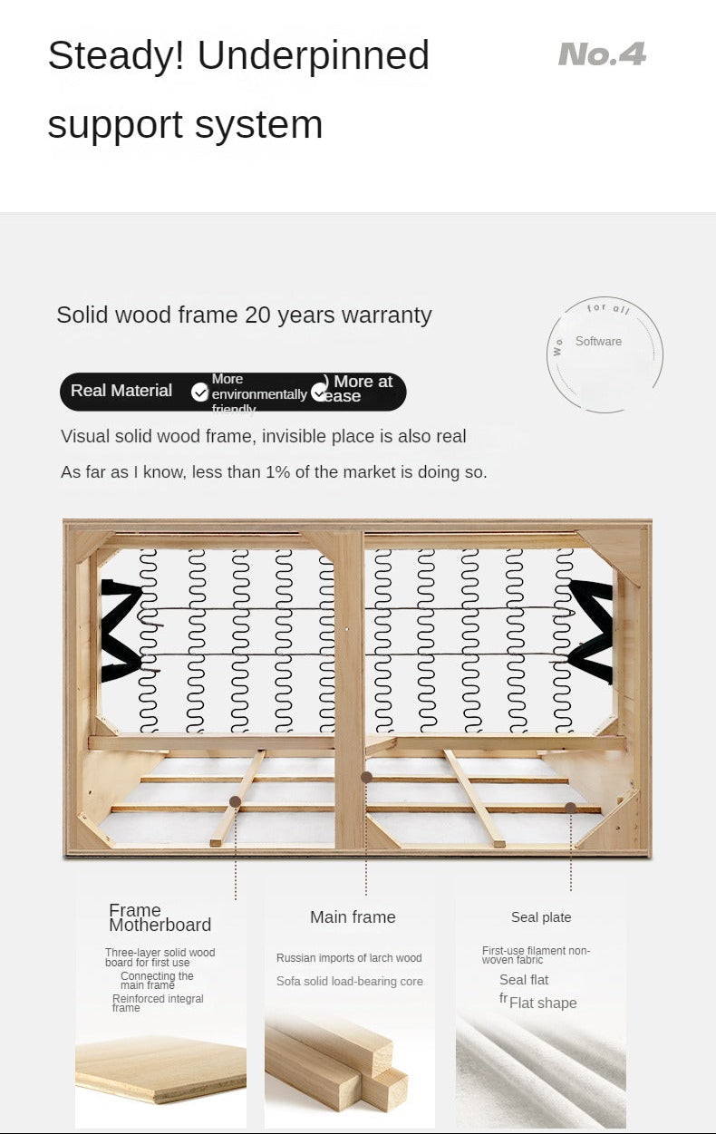 Black Walnut Solid Wood Italian Leather Sofa-