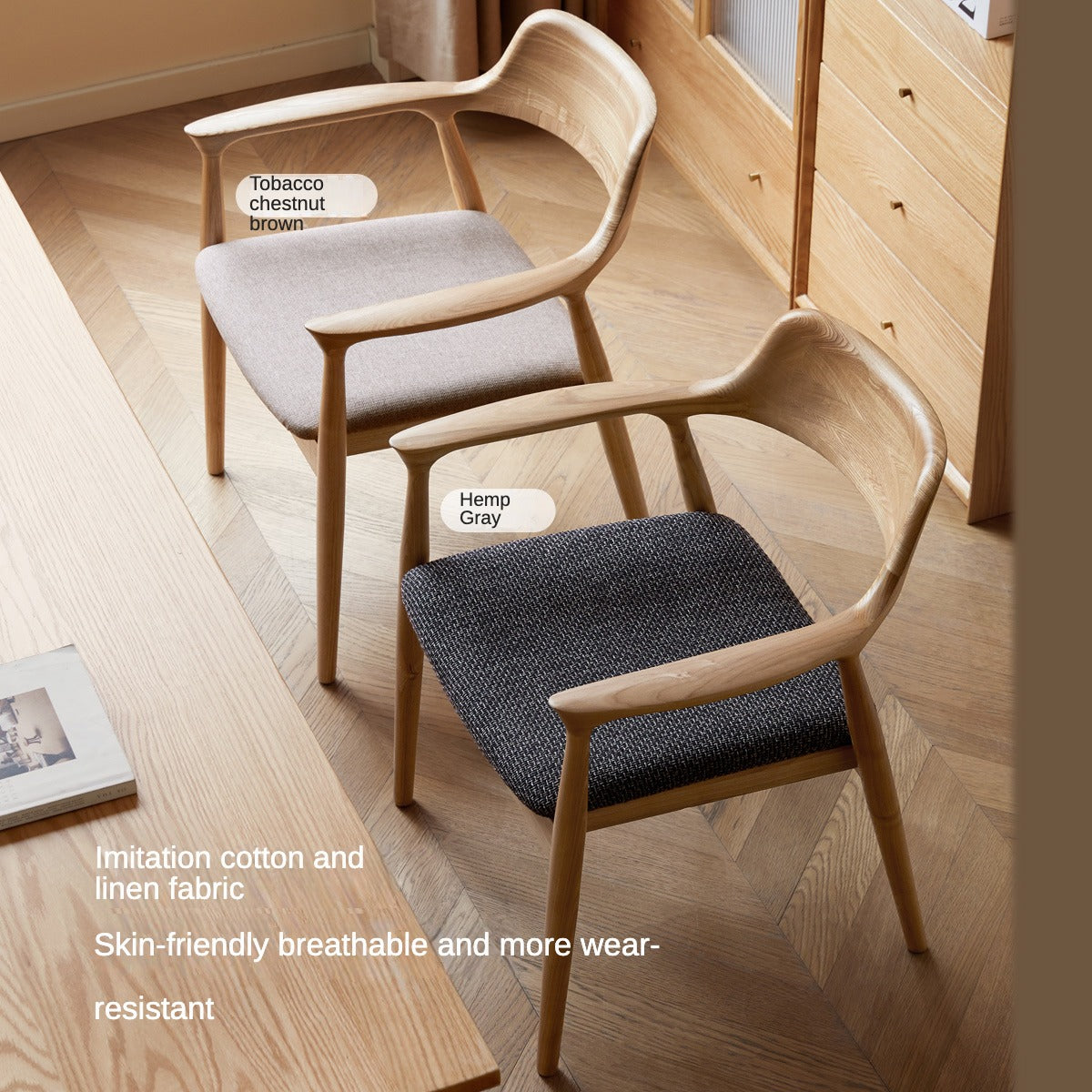 Ash Solid Wood Elegant Armchair